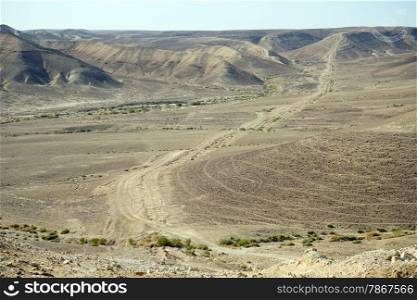 Track in the valley in Negev desert, Israel