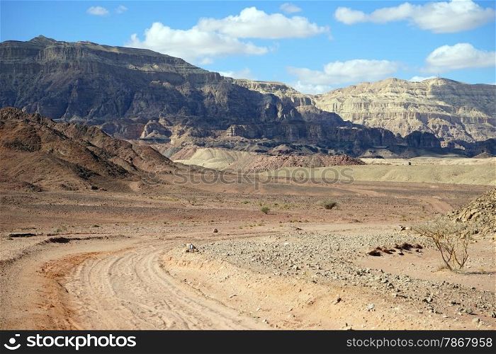 Track in Timna park in Negev desert in Israel