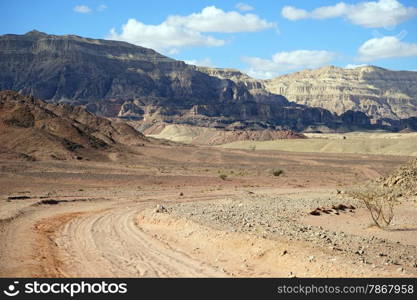 Track in Timna park in Negev desert in Israel