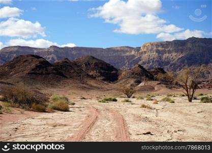 Track in Timna park in Negev desert, Israel