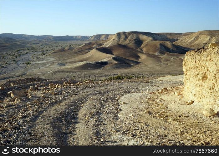 Track on the corner in Negev desert in Israel