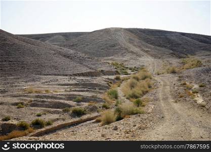 Track on the hill in Negev desert, Israel