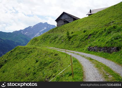 Track on the slope of mount in Lichtenstein