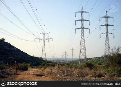 Track, pylons and wire in rural part of Israel