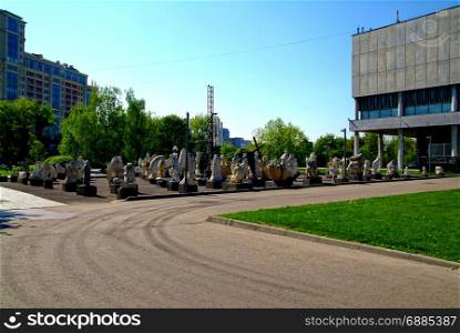 Tracks through the Park on Krymskaya embankment, Moscow