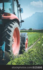 Tractor on an agriculture field, cut out