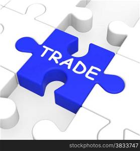 Trade Puzzle Shows Exportation, Importation And Delivery