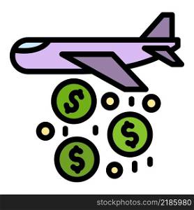 Trade war airplane icon. Outline trade war airplane vector icon color flat isolated. Trade war airplane icon color outline vector