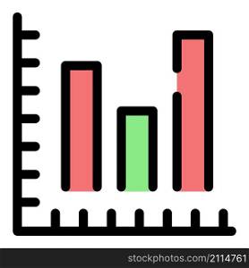 Trader graph chart icon. Outline trader graph chart vector icon color flat isolated. Trader graph chart icon color outline vector