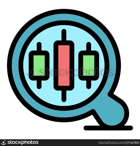 Trader magnifier icon. Outline trader magnifier vector icon color flat isolated. Trader magnifier icon color outline vector