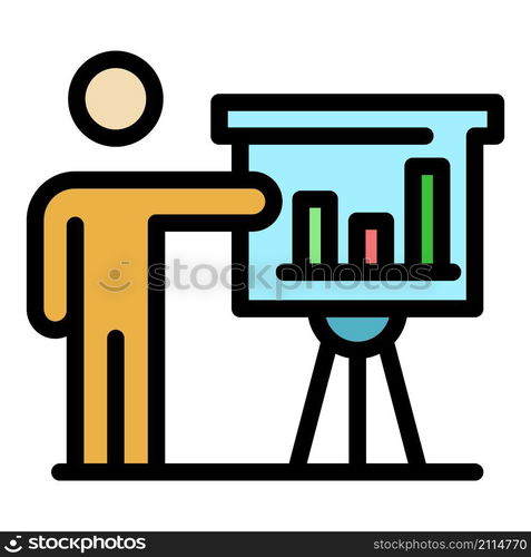 Trader man show banner icon. Outline trader man show banner vector icon color flat isolated. Trader man show banner icon color outline vector