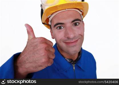 Tradesman giving the thumb&rsquo;s up