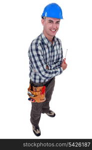 Tradesman holding a screwdriver