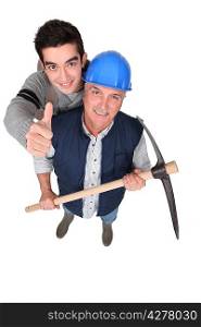 Tradesmen giving the thumb&acute;s up