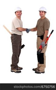 Tradesmen shaking hands