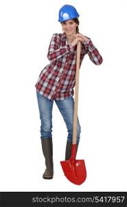 Tradeswoman with a spade