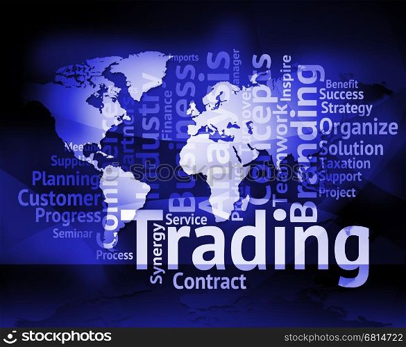 Trading Word Globe Means Ecommerce Purchase And Commercial