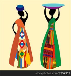 Traditional african women silhouettes illustration