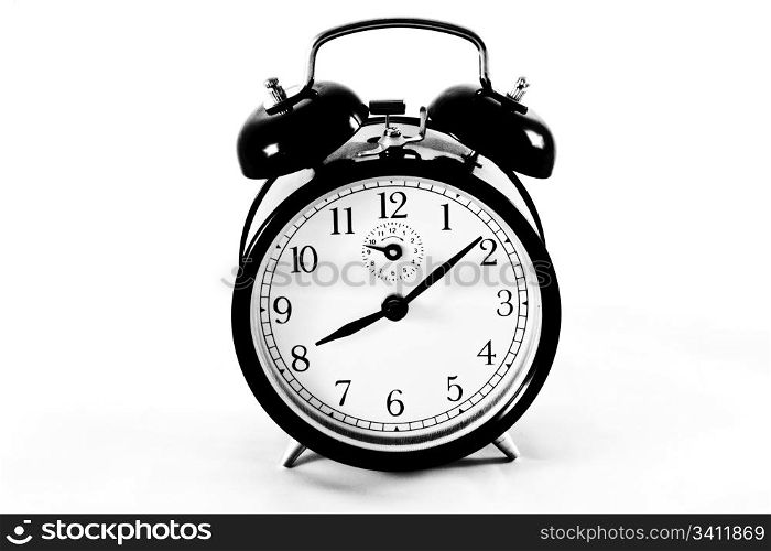 Traditional alarm clock on white background. In aRGB color for beautiful prints.