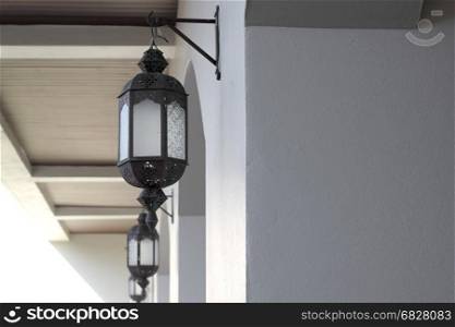 traditional arab moroccan lamp hanging on wall