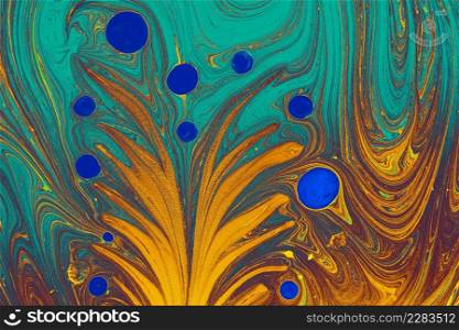 .Traditional art of Ebru marbling. Abstract marbling floral pattern for fabric