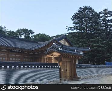 Traditional asian house in the temple. Seoraksan National Park. South Korea