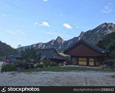 Traditional asian house in the temple. Seoraksan National Park. South Korea