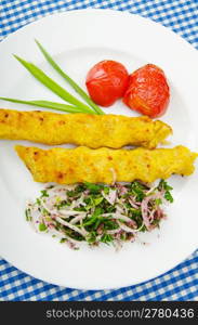 Traditional azeri kebab made with mashed potato