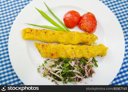 Traditional azeri kebab made with mashed potato