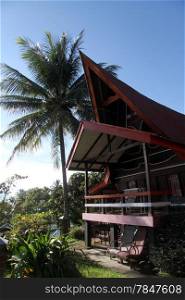Traditional batak house on the Samosir island, Indonesia