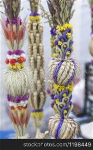 Traditional bouquets at the annual folk craft fair in Vilnius