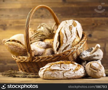 Traditional bread in wicker basket