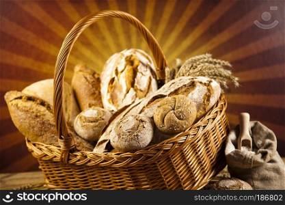 Traditional bread in wicker basket