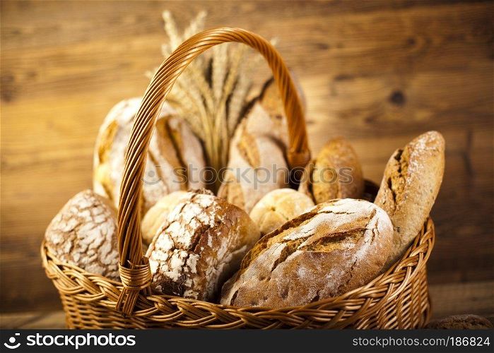 Traditional bread in wicker basket