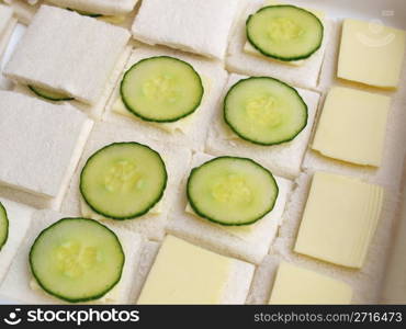 Traditional British cucumber sandwich with butter and bread. Cucumber sandwich