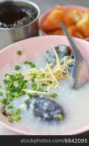 Traditional Chinese century egg and pork porridge