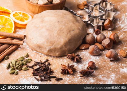 Traditional christmas gingerbread is cooking on the table