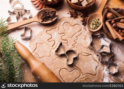 Traditional christmas gingerbread is cooking on the table