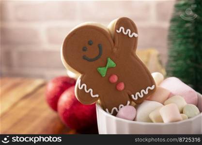 Traditional Christmas Homemade gingerbread man cookies, traditionally made at wintertime and the holidays.