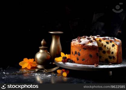 Traditional Christmas Panettone cake with dried fruits.. Traditional Christmas Panettone cake with dried fruits