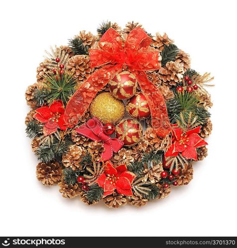 Traditional christmas wreath isolated on white