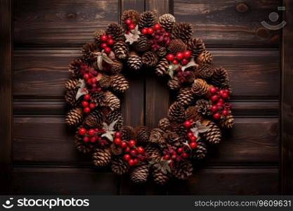 Traditional christmas wreath made from pine cones.. Traditional christmas wreath made from pine cones