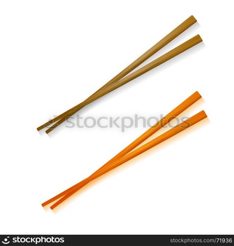 Traditional Colored Asian Chopsticks for Food Isolated on White Background. Traditional Colored Asian Chopsticks