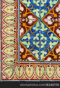 Traditional colorful ornate portuguese decorative tiles azulejos