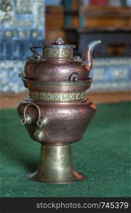 Traditional copper tea pot, Ladakh, Jammu and Kashmir, India.. Traditional copper tea pot, Ladakh, Jammu and Kashmir, India