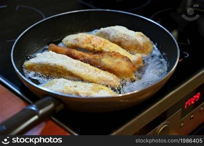 Traditional Czech Christmas Dinner. Fried fish - carp