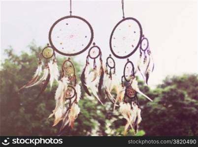 Traditional dreamcatcher with retro filter effect