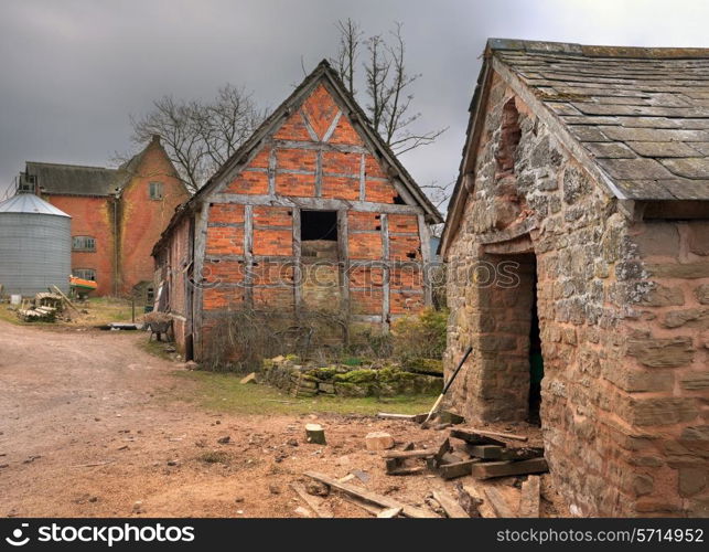 Traditional English farm buildings, Shropshire, England.