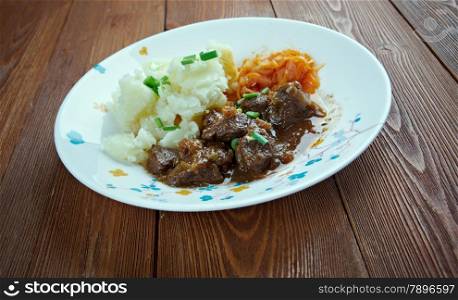 Traditional Finnish meal - Reindeer stew with potatoes