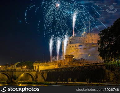 Traditional fireworks show at Castel Sant&rsquo;Angelo on the feast of St. Peter and Paul, patrons of Rome